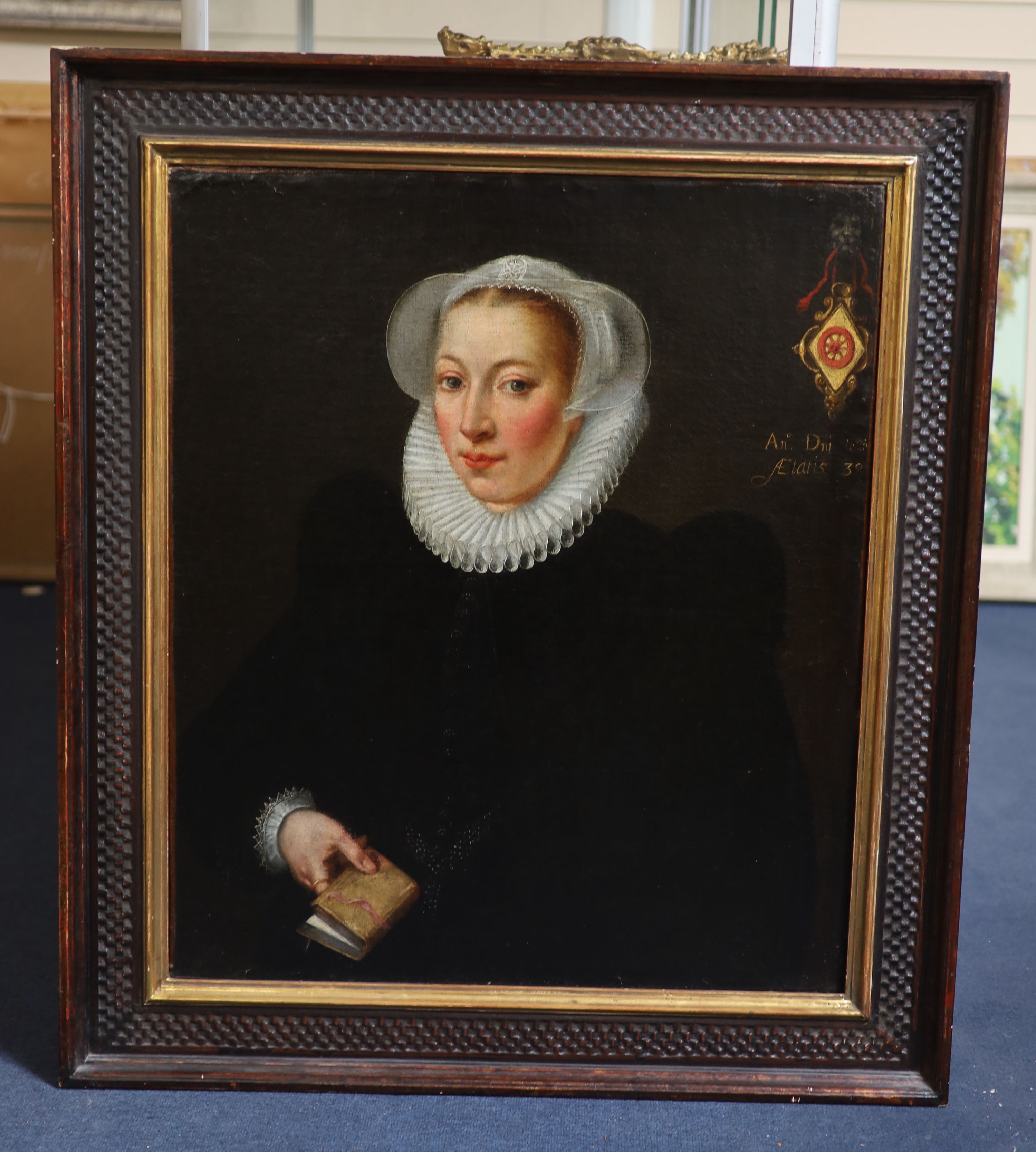 Follower of Goerztius Geldorp (1553-1618), Portrait of a Lady Aged 38, dated 1625, oil on canvas, 77.5 x 65cm